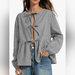 Casly Lamiit Women's Black and White Gingham Top L